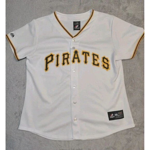 Authentic Majestic Pittsburgh Pirates Youth White Jersey Large - Genuine MLB - Picture 1 of 8